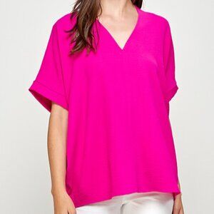 Aluvina Oversized Boxy Top. Hot Pink. Plus Size. NWOT.